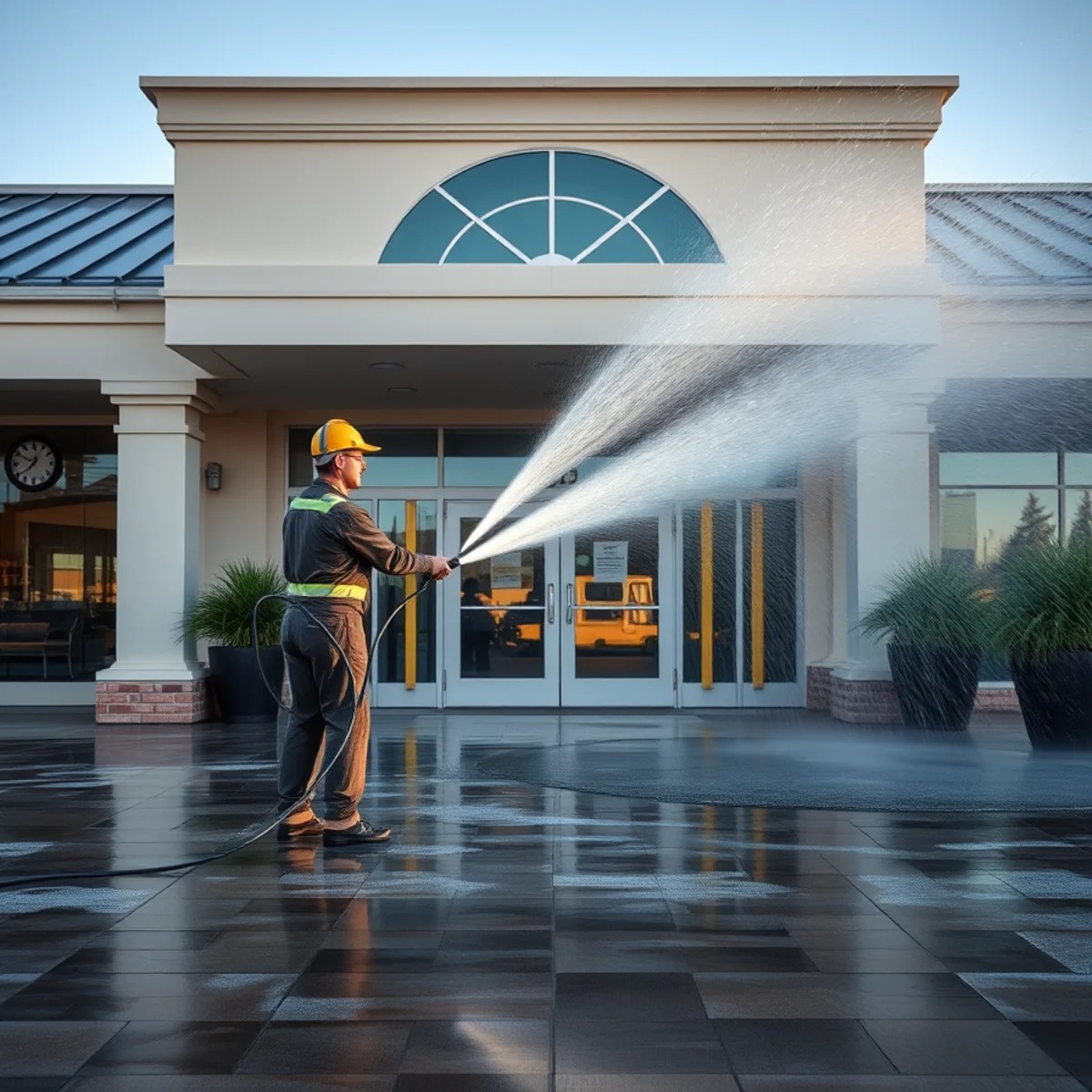 Commercial Pressure Washing service in Massachusetts by Wash Bros