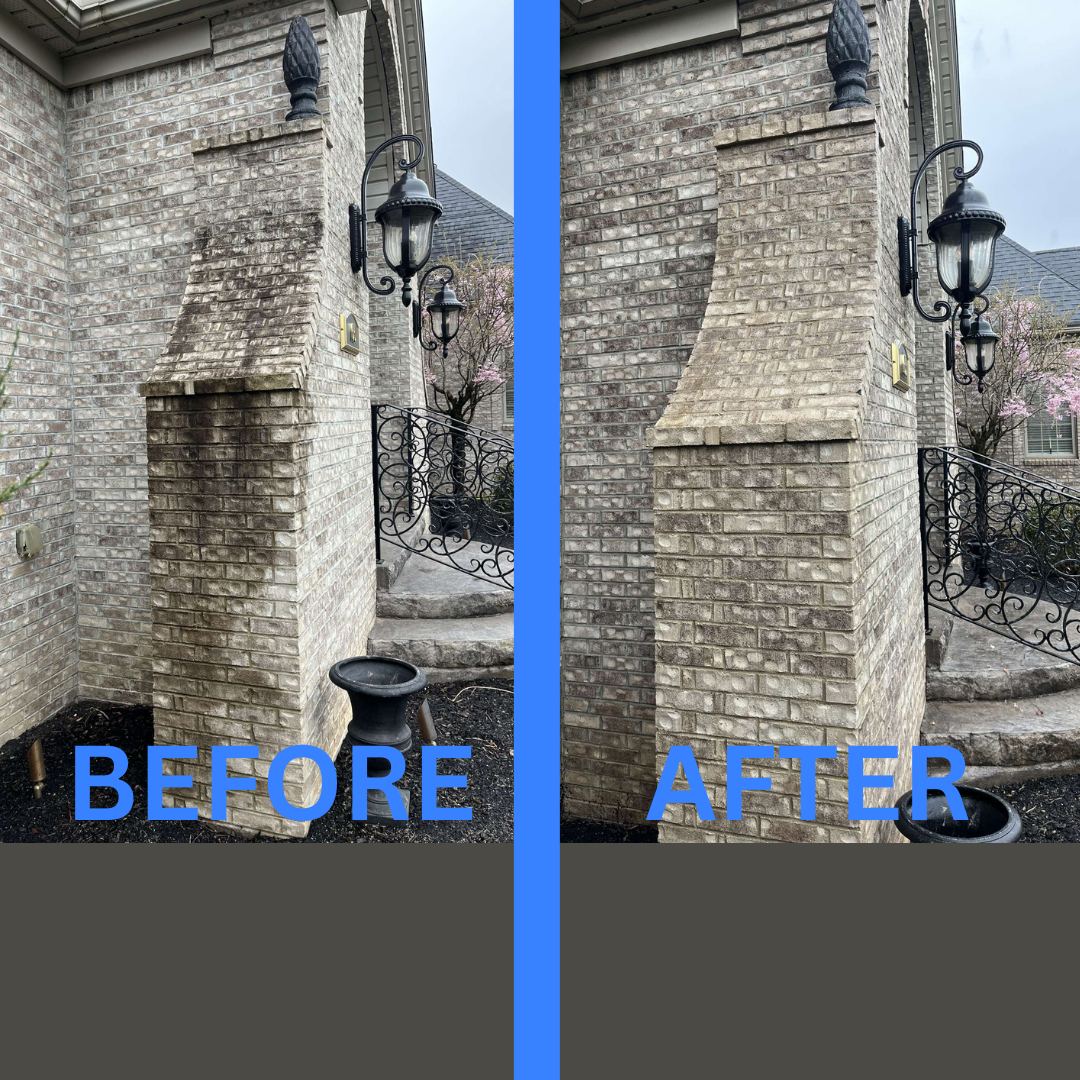 Roof cleaning removing black algae streaks in Massachusetts